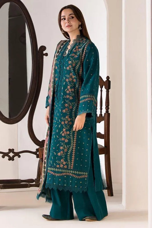 3 pcs Women's Unstitched Embroidered Suit