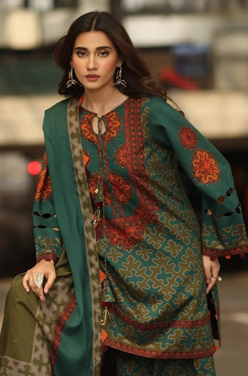 3 pcs Women's Unstitched Printed Suit