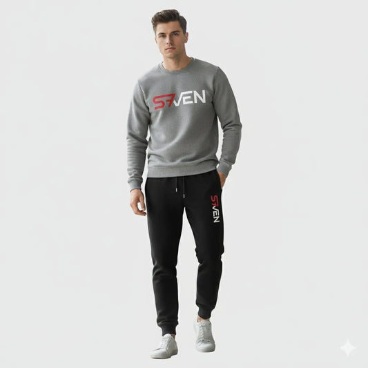 Seven-7 Printed Fleece SweatShirt Tracksuit for Men