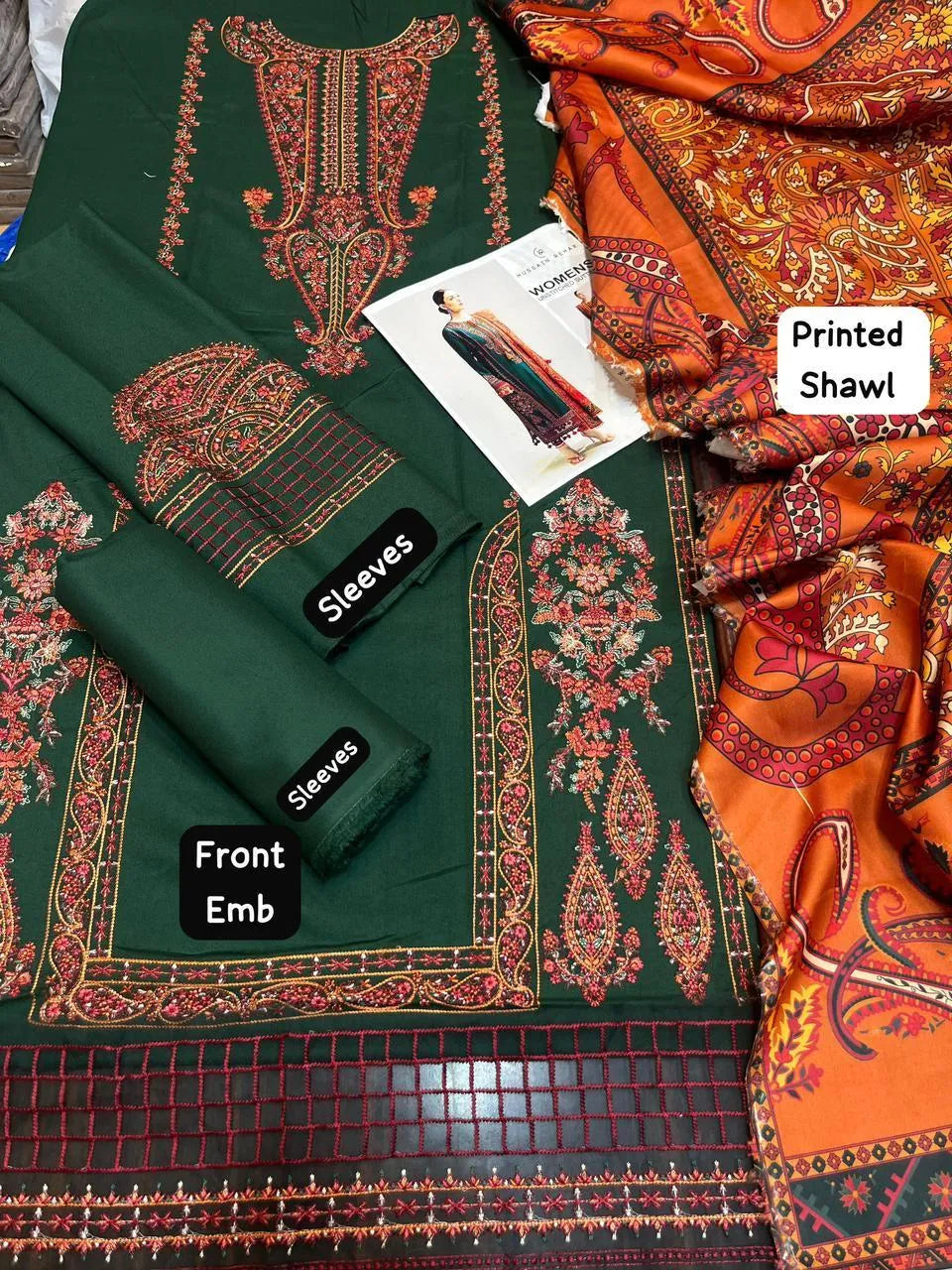 Husain REHAR 3 Pcs Women's Embroidered Suit