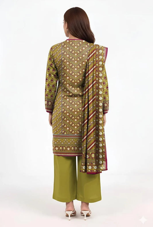 3 pcs Women's Unstitched Printed Suit