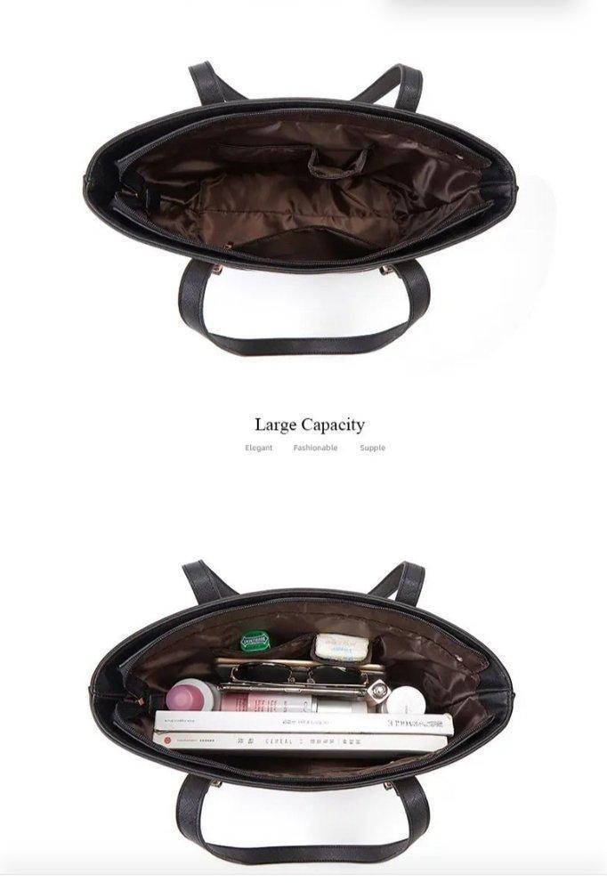 Women's PU leather textured hand bag set