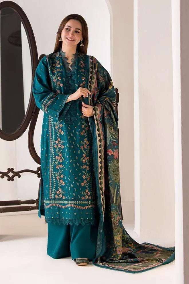 3 pcs Women's Unstitched Embroidered Suit