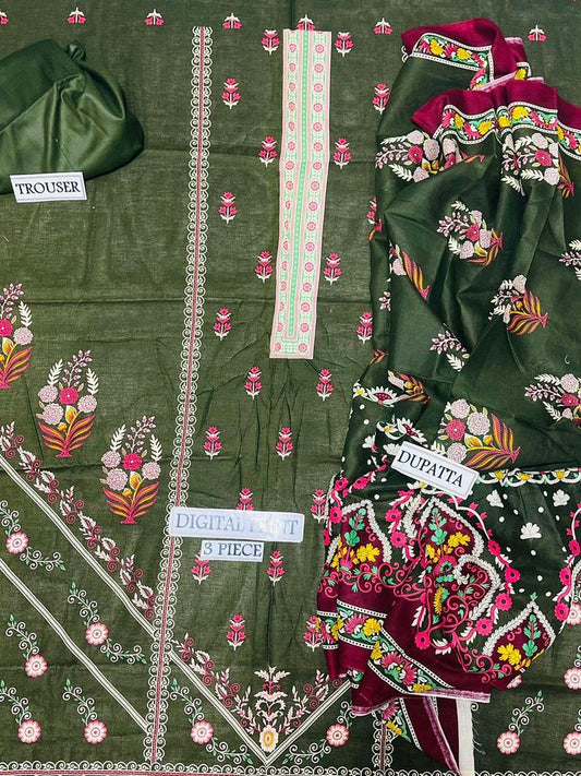 3 pcs Women's Unstitched Printed Lawn Suit