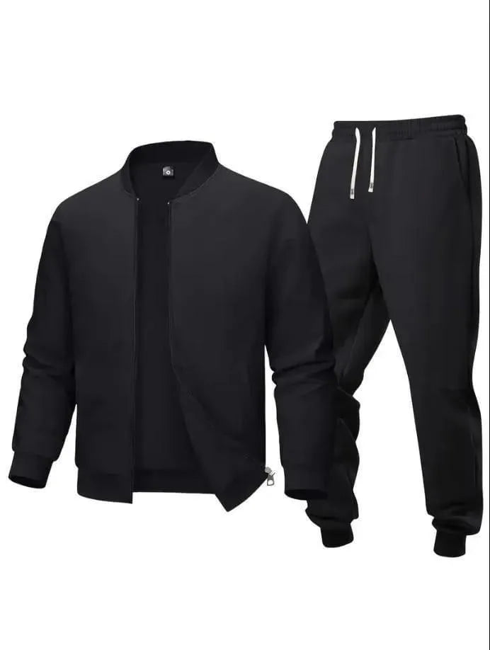 2 Pcs Men's Polyester Plain Zipper Track Suit