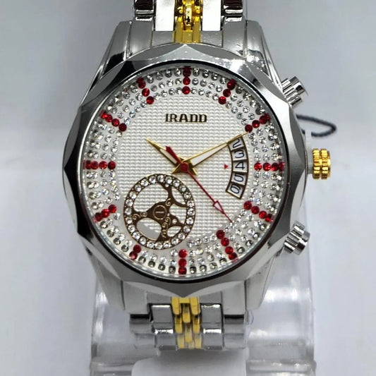IRADO Luxury Two-Tone Men's Quarter Watch with Crystal-Studded unique sub dail