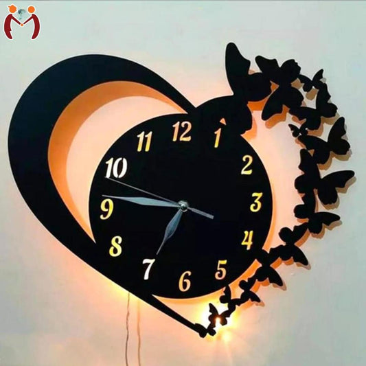 Heart Design Analogue Wall Clock 1 pcs Stylish Battery Operated Decor