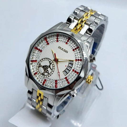 IRADO Luxury Two-Tone Men's Quarter Watch with Crystal-Studded unique sub dail