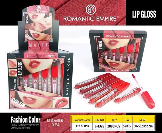 Romantic Empire High Pigmented Matte Lipgloss 6 pcs Shade Of Red