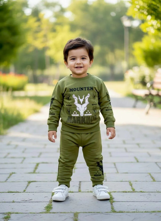 Winter 2 Pcs Boy's Girls  Printed Tracksuit
