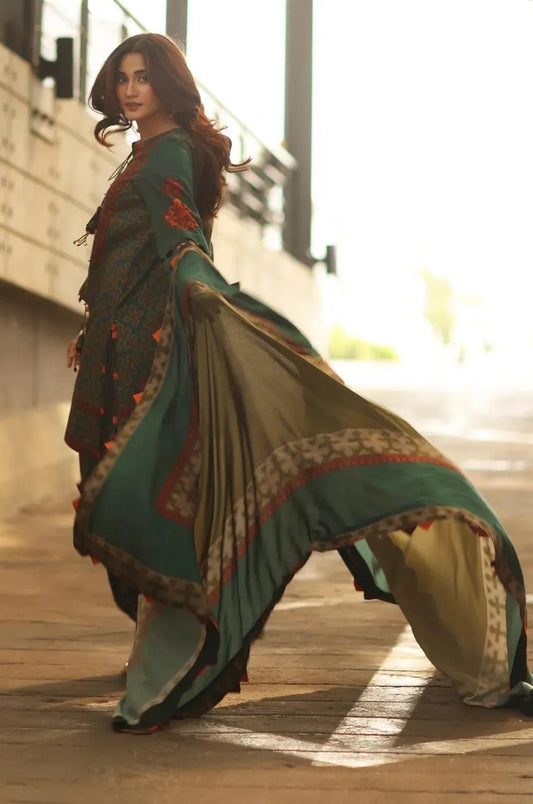 3 pcs Women's Unstitched Printed Suit