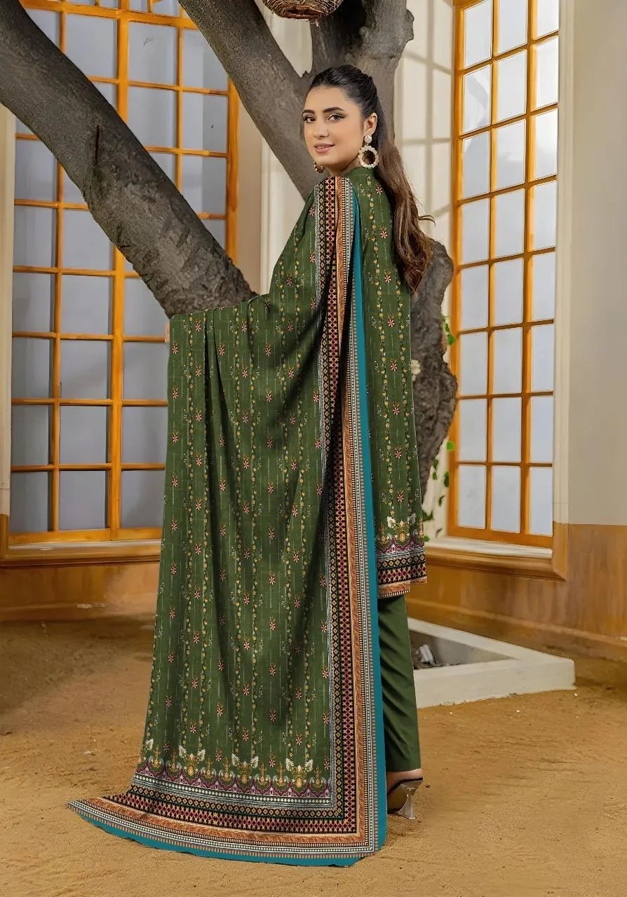 3 pcs Women's Unstitched Printed Suit