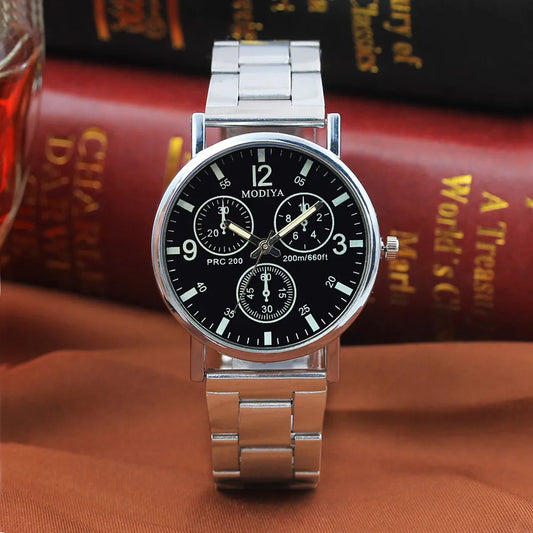 New MODIYA decorative three-eyed steel belt Blu-ray ultra-thin gift watch special price men's and women's student watches