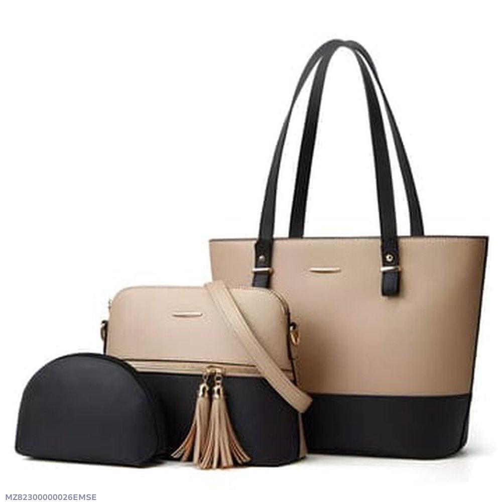 Women's PU leather textured hand bag set