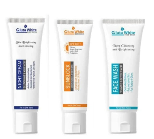 Ultimate Skincare Bandle: 3 in 1 Night Cream, Sunblock and Face wash (3 pcs)