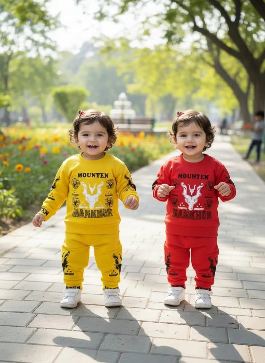 Winter 2 Pcs Boy's Girls  Printed Tracksuit